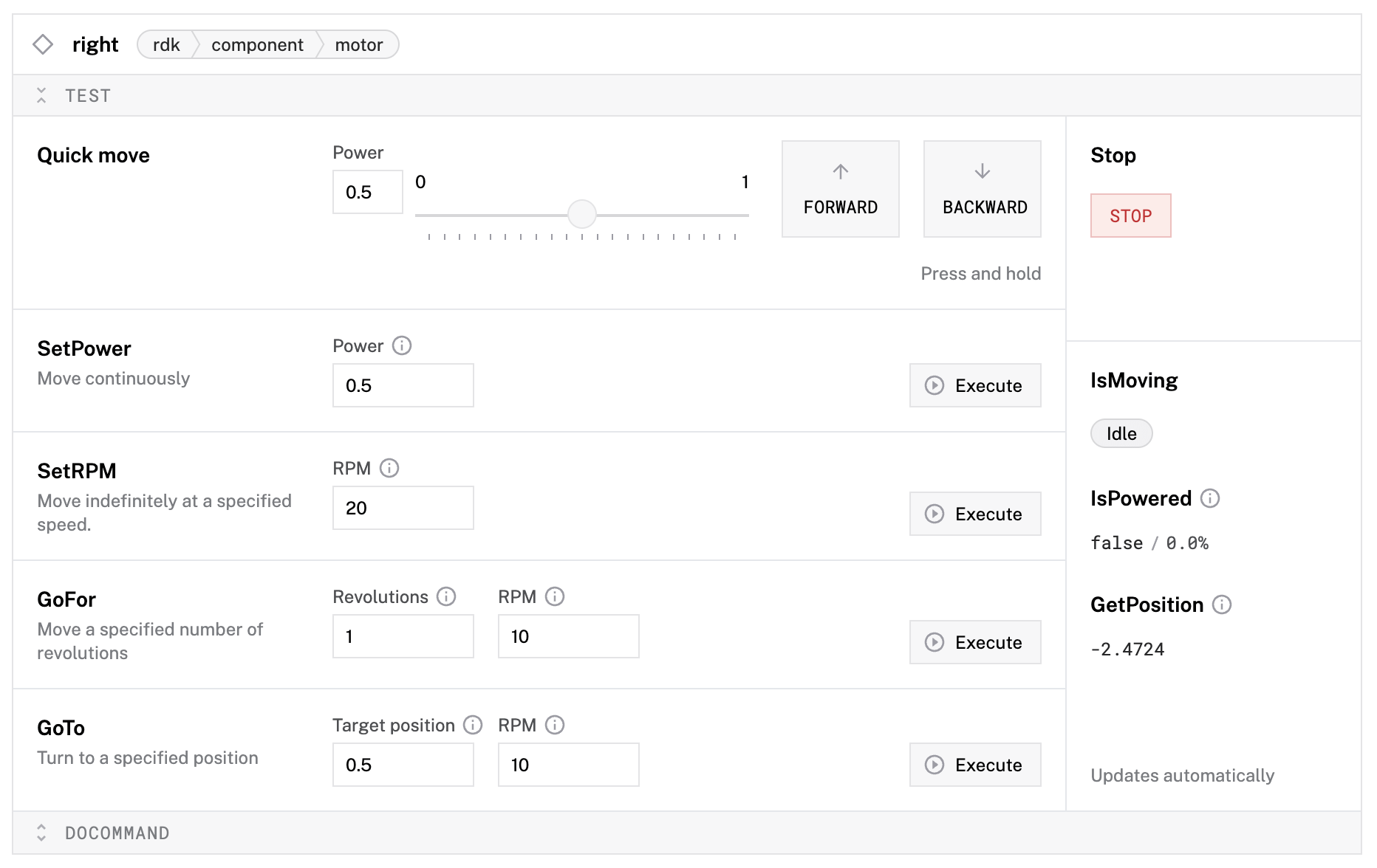 Motor control panel.